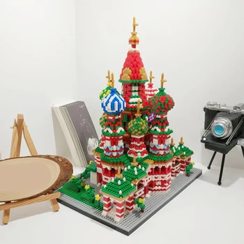 PZX Arhitectură Lume, Catedrala Sfântul Vasile din moscova Bisericii Model 3D DIY Mini Diamond Blocuri Caramizi de constructie de Jucarie pentru Copii fără Cutie