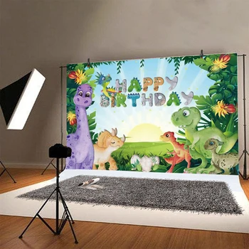Pădure Dinozaur Fotografie De Fundal Fericit Ziua De Naștere Petrecere Copil De Dus Copii Desene Animate De Fundal Fotografie Zoo Studio Prop Decor
