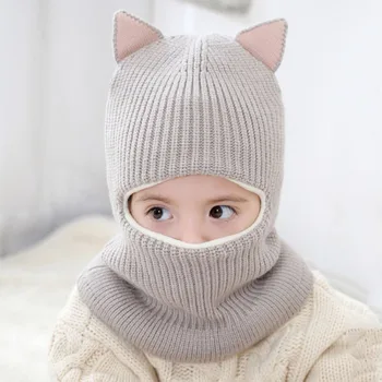 Pălării de iarnă Pentru Copii Gros Moale Cald Jacheta Earflap Cap de Tricotat Căciuli Pentru Fete Baieti 2-6 ani Gât Fata Protejate