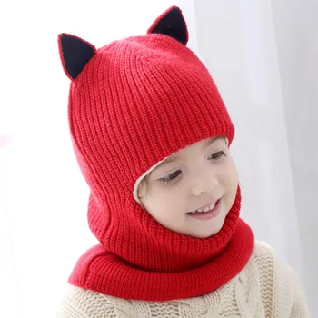 Pălării de iarnă Pentru Copii Gros Moale Cald Jacheta Earflap Cap de Tricotat Căciuli Pentru Fete Baieti 2-6 ani Gât Fata Protejate