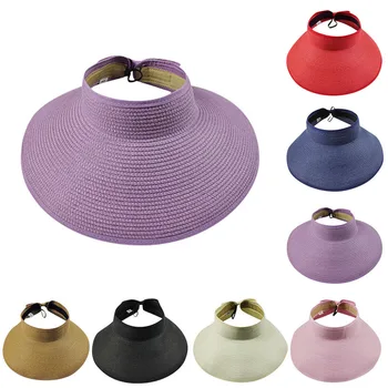 Pălării de soare pentru femei de Vara Pliabil Largă de Mare Refuz de Soare pălărie de Paie Vânzare Fierbinte Rundă de Sus Parasolar de Agrement Plaja răcoritoare capac 038
