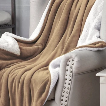 Pături de lână și Aruncă Adult Gros Cald Pături de Iarnă Acasă Super Moale Solid Pături pe paturi Twin, Cămilă