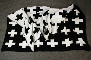 Pătură Copil Alb Negru Iepure Drăguț Swan Cruce Tricotate Carouri Pentru Pat, Canapea Cobertores Mantas Cuvertură De Pat Prosoape De Baie Juca Saltea Cadou