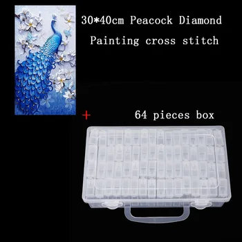 Păun Diamant Pictura cu 64 de Diamant Accesorii Pictura Cutie de Depozitare Instrumente Margele Recipient Titularul Daimond pictura Cutie