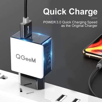QGEEM QC 3.0 USB Încărcător de Fibre Desen Quick Charge 3.0 Rapid Incarcator Telefon Portabil Adaptor de Încărcare pentru iPhone Xiaomi Mi9 UE NE