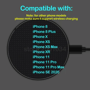 Qi 10W 7.5 W Rapid de Încărcare Wireless pentru Apple iPhone SE2 SE 2020 11 Pro Max X XR XS Max Telefonul fără Fir Încărcător pentru iPhone 8 Plus