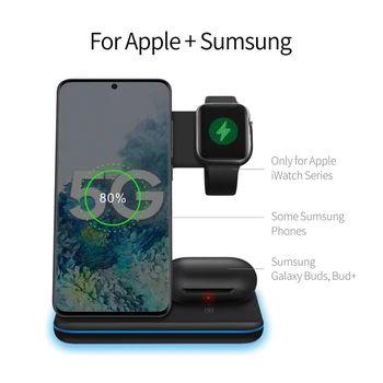 QI 10W Încărcare Rapidă de 3 în 1 Încărcător Wireless Pentru iPhone pentru Samsung Muguri Pentru Apple Watch 4 3 2 Pentru Airpods Pro Charger Stand Dock