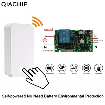 QIACHIP Auto-alimentat Wireless 433Mhz Inteligent de Control de la Distanță AC 220V 1CH Wireless de Putere RF Releu Întrerupător Emițător Receptor