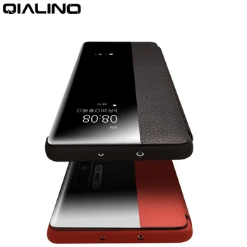 QIALINO de Lux Piele naturala Cazul în care Telefonul pentru Huawei P30/P40 Pro Ultra Slim Smart View Trezire Dorm Cover pentru Huawei Mate30 Pro