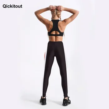 Qickitout Nou Stil De Vara Femei Subțire Jambiere Cu Dungi Si Litere Imprimate Jambiere Antrenament De Fitness Activewears Design Simplu, Pantaloni