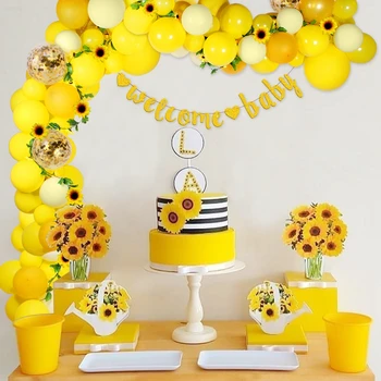 QIFU de Floarea-soarelui Galben Balon Ghirlanda Arc Kit Baby shower Baloane Happy 1st Birthday Party Decor Copii Nunta de Ziua Baloon