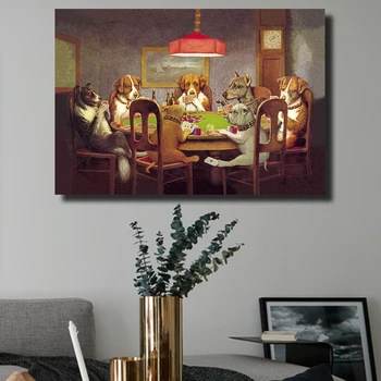 QKART Pictură în Ulei de Perete de Arta Canvas Printuri Câini Jucând Poker nu Încadrată Animale Imagini de Perete pentru Camera de zi Postere si Printuri