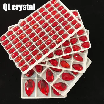 QL Cristal 2018 populare Roșu Picături Coase Pe Cristale pentru Ambarcațiunile de Cusut Pe Stras 2 Gauri DIY Îmbrăcăminte Rochie Face