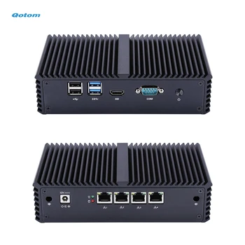 Qotom Mini PC cu procesor Core i3 i5 i7 si 4 placi de Retea Gigabit, AES-NI, RS232, fără ventilator Mini PC PFSense Firewall Router