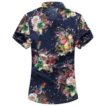 QUANBO Brand de Îmbrăcăminte Hawaii Bărbați Florale Tricouri 2019 Noi de Vara Camisas homber Casual Plus dimensiune 6XL 7XL Barbati maneca scurta tricou