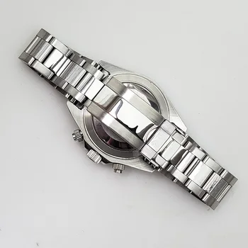 Quartz cronograf 39 mm sticlă de safir caz de argint 316L din oțel inoxidabil brățară cuarț ceas A9