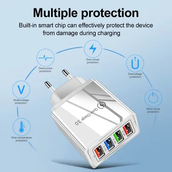 Quick Charge 3.0 cu 4 porturi USB încărcător de perete mobil de încărcare de Încărcare Rapidă pentru Samsung Galaxy S10E/S9/S8/nu-8, Huawei P20,Xia