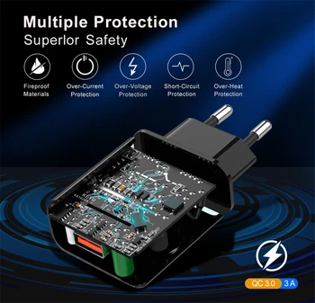 Quick Charge 3.0 USB Încărcător Pentru iPhone 11 Pro Max Samsung Xiaomi Mi10 QC 3.0 Perete Telefon Mobil Încărcător Rapid UE NE-Adaptor Priza