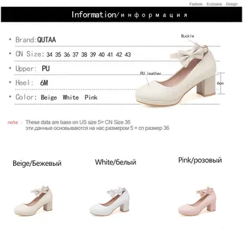 QUTAA 2019 Femei Pompe de Moda pentru Femei Pantofi Platforma se Potrivesc Pătrat cu Toc de Piele Pu Rotund Toe Femei Pompe Dimensiune 34-43