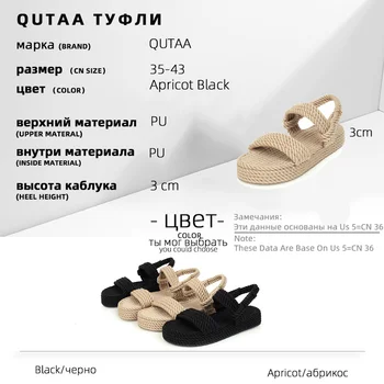 QUTAA 2020 Nailon Țese Pană Călcâi Doamnelor Sandale-sandale de Vara Femei Pompe Casual Platforma Sandale Femei Pantofi Mărimea 34-43