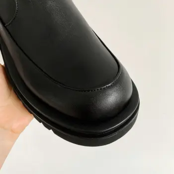 QUTAA 2021 Platforma Genunchi Ridicat Cizme Rotund Toe Fermoar pentru Femei de Moda Pantofi din Piele PU Toc Pătrat Doamnelor Cizme Lungi de Dimensiuni Mari 34-43