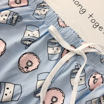 QWEEK Pijamale Doamnelor Bumbac Pijamas pentru Femei, Pijamale pentru Femei Haine de Acasă Banana Imprimare Pyjama Set de Pijamale Cămășuță de noapte 2020