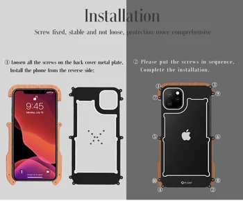 R-Doar Metal Aluminiu de Caz Pentru iPhone 12 Pro Max rezistent la Șocuri de Caz Pentru iPhone 11 Pro Max Xs XR 8 7 6 Lemn+Metal Anti-knock Acoperi