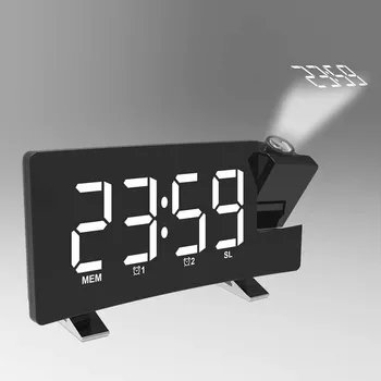 Radio FM Proiectie Ceas Deșteptător USB de Încărcare Ecran Curbat de Alarmă Ceas de Birou Electronic Digital cu LED Luminos Timer Sleep