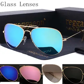 Raggaeon Sticlă lentile de ochelari de soare pentru femei de Înaltă calitate uv400 design de brand pilot om ochelari de soare albastru Lunetele Moda Retro Plaja