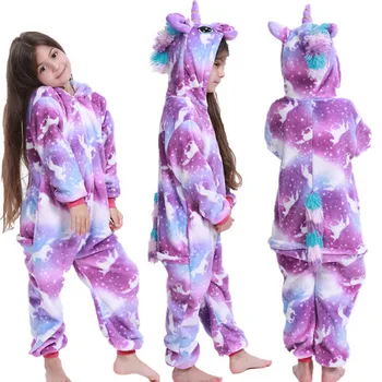 Rainbow Unicorn Băieți Fete Flanel Moale Cald Kigurumi Unicorn Pijamale Baieti Haine pentru îmbrăcăminte de noapte Cosplay Haioase Pijamale Pijamale