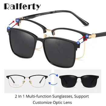 Ralferty Magnetic parasolar Auto Polarizat ochelari de Soare Femei Bărbați Clip Pe Ochelari cu Rame Pătrate pentru Lentile Optice 0 Grade Z8039