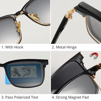 Ralferty Magnetic parasolar Auto Polarizat ochelari de Soare Femei Bărbați Clip Pe Ochelari cu Rame Pătrate pentru Lentile Optice 0 Grade Z8039