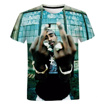 Rapper 2Pac 3D Print T Camasa Barbati Femei de Moda de Vara Casual Hip Hop tricou Tupac Harajuku Streetwear Amuzant T Shirt Tee Topuri
