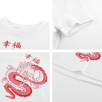 Rapwriter Casual Dragon Print O-Gat Maneci Scurte Slim T-Shirt Femei De Vară 2020 Streetwear Coreean Elastic De Bază A Culturilor Topuri Femme