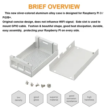 Raspberry Pi 3 carcasă din Aluminiu Caz de Argint de Metal pentru RPI 3 Model B Compatibil cu Raspberry Pi 2 Model B B+