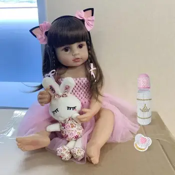 RCtown 55cm Dimensiune Reală Silicon Papusa Reborn Fată Copilul Jucărie Moale Corp Plin Papusa Pentru Fete Copil Ziua de nastere Cadouri de Craciun