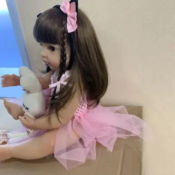 RCtown 55cm Dimensiune Reală Silicon Papusa Reborn Fată Copilul Jucărie Moale Corp Plin Papusa Pentru Fete Copil Ziua de nastere Cadouri de Craciun