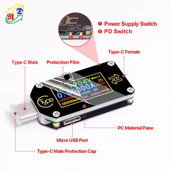RD TC66/TC66C de Tip C PD trigger USB-C Voltmetru ampermetru tensiune 2 mod curent metru multimetru PD încărcător de baterie USB Tester
