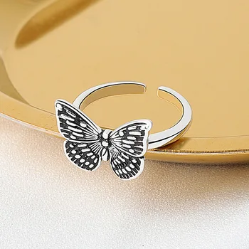 Real Argint 925 Geometrice formă de fluture Inel Reglabil Minimalist Bijuterii Fine Pentru Femei, Cadou pentru Petrecere