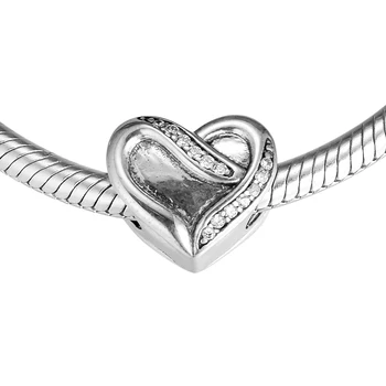 Real Argint 925 Panglică de Farmec de Dragoste se Potrivește Brățară Pandora Margele de Argint pentru DIY Face Bijuterii Femei kralen en-Gros