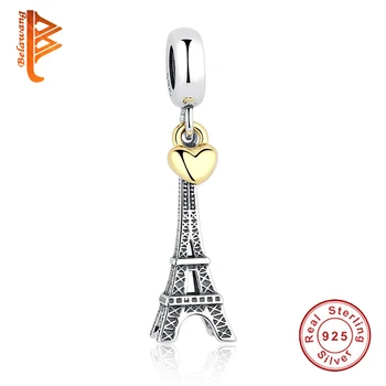 Real Argint 925 Turnul Eiffel Farmecul Margele se Potrivesc Original Pandora Brățară Autentice Bine DIY Bijuterii Cadou Transport Gratuit