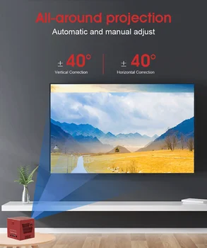 REAL TV C80 Mini DLP Proiector Portabil Android WiFi, Bluetooth 4.0 Portabil LED-Video Home Cinema, Suport Miracast, Airplay