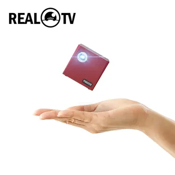 REAL TV C80 Mini DLP Proiector Portabil Android WiFi, Bluetooth 4.0 Portabil LED-Video Home Cinema, Suport Miracast, Airplay