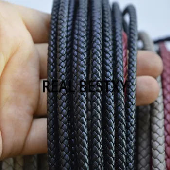 REAL XY 5m/lot 4mm Rotund negru Cablu Împletit din Piele Pentru Colier Brățară Șir Coarda Dantelă Fir de Luare de Bijuterii DIY cabluri