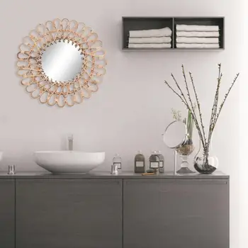 Recent Oglindă Agățat de Rattan de Floarea-soarelui Circular Oglinda de Perete de Artă Ornament Decor Acasă pentru un Apartament cu Living Dormitor