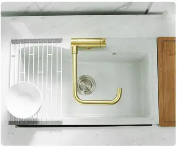 Recent Tuqiu Robinet de Bucătărie Aur Periat Chiuveta Mixer Robinet rotație de 360 de grade Pliabil bucatarie monocomanda Bucatarie Robinet