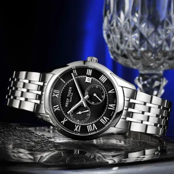 Recif de Tigru/RT Ceasuri Noi Afaceri de Design Ceas cu Data de Bărbați Automat Ceas cu Patru Mâini din Oțel Inoxidabil Ceasuri RGA165