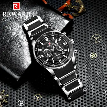 RECOMPENSA Brand Mens Ceasuri de Lux Cuarț Silicon Oțel Moda Barbati Chronograph Sport Impermeabil Ceas Dropshipping