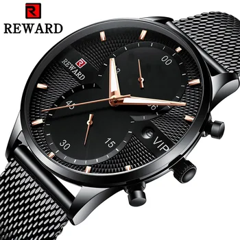 RECOMPENSA Mens Ceasuri de Top de Brand de Lux Ceas Casual Plasă de Oțel Data Impermeabil Cuarț Ceas pentru Bărbați Ceas Relogio Masculino