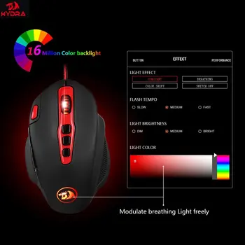 Redragon Programabile Mouse de Gaming 14400 DPI cu Butoane Laterale Reglabile Greutate LED cu iluminare de fundal de Înaltă Precizie Gamer Mouse-ul M805